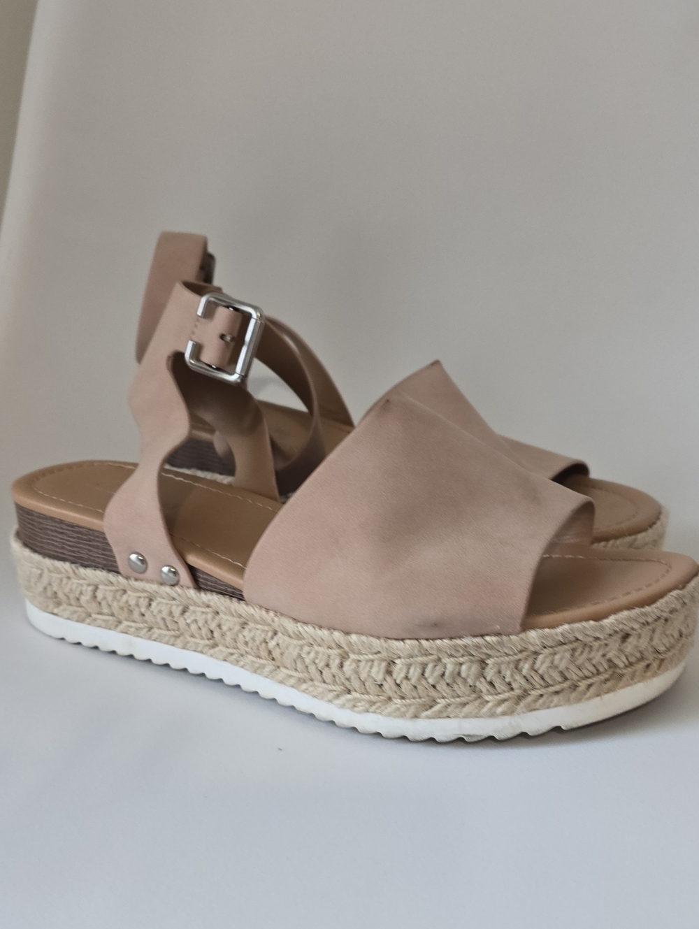 Women's Beige Espadrille Platform Sandals